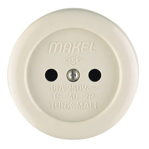 Розетка 1-м ОП 16А IP20 круглая без заземл. керамика беж. Makel 16012 Розетка 1-м ОП 16А IP20 круглая без заземл. керамика беж. Makel 16012